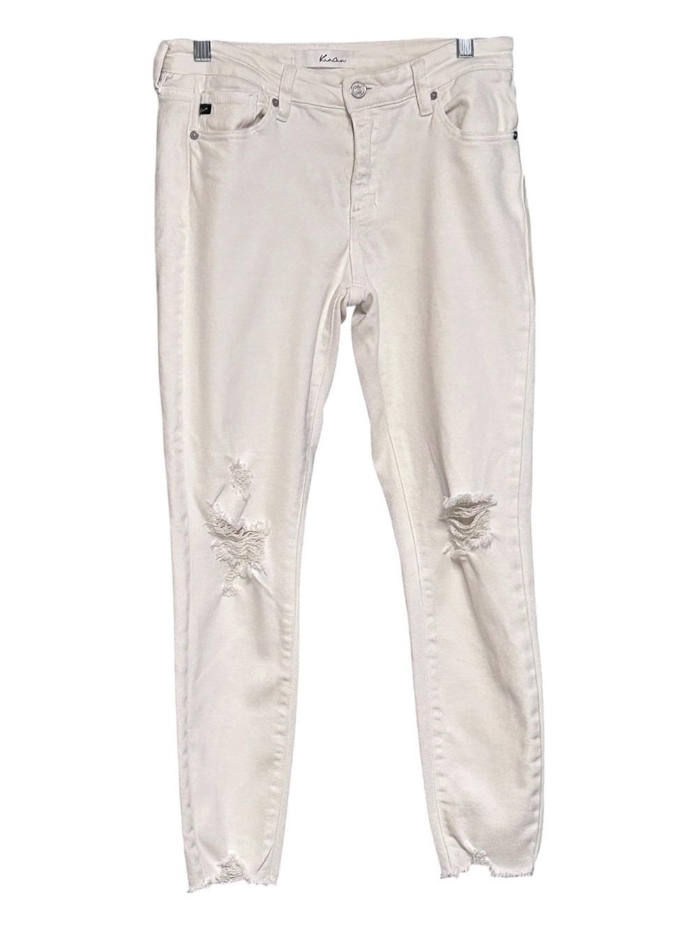 KanCan Off-White Distressed Skinny Jeans